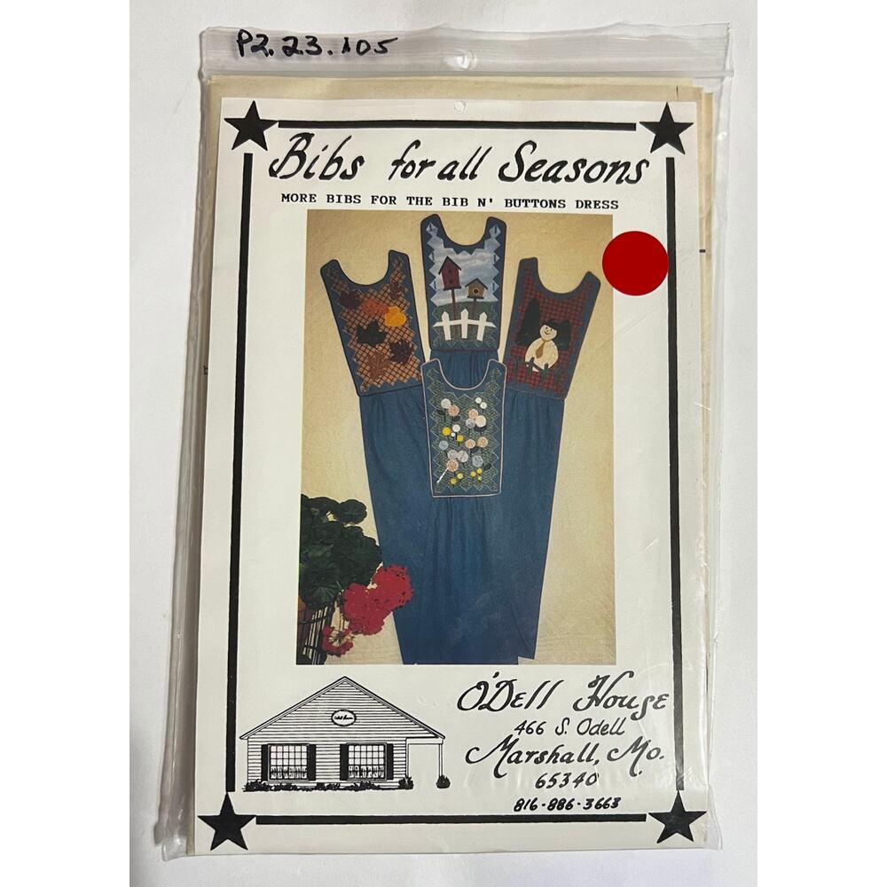 NEW O'Dell House Bibs for all Seasons-Bib's the Bib's and Buttons Dress Pattern
